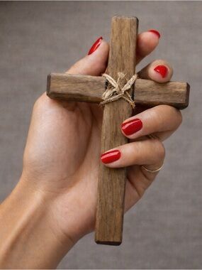 ✝️ HANDCRAFTED WOOD CROSS CHRISTIAN JESUS BIBLE RUSTIC HAND CRUCIFIX ALTAR DECOR